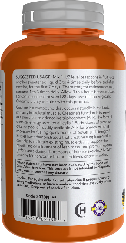 NOW Sports, Creatine Monohydrate Powder, Muscel Fuel*, 8 oz