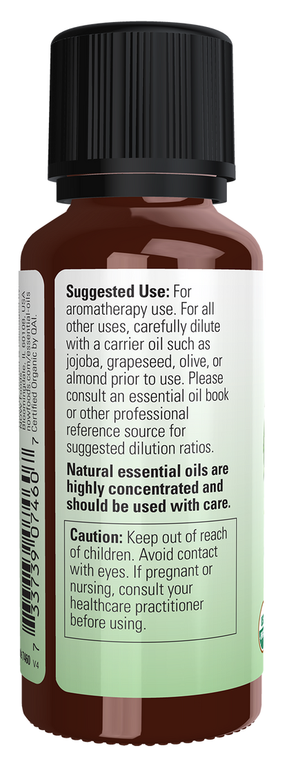 NOW Essential Oils, Organic Rosemary Oil, Steam Dist., Undiluted, 1 fl. oz