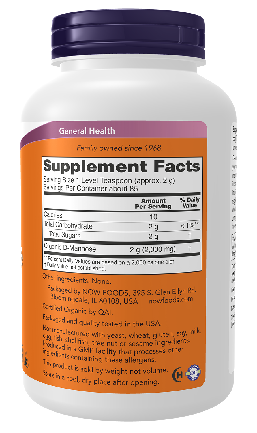 NOW Supplements, Organic D-Mannose Powder, Healthy Urinary Tract*, 6 oz