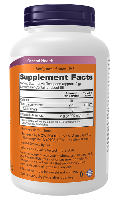 NOW Supplements, Organic D-Mannose Powder, Healthy Urinary Tract*, 6 oz