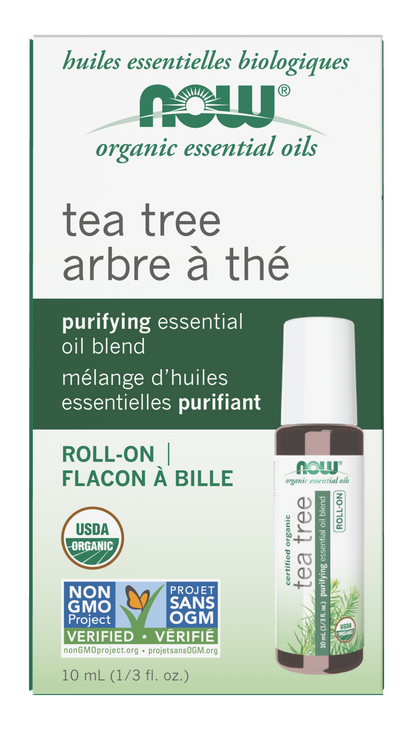 NOW Essential Oils, Organic Tea Tree Oil Purifying Roll-On, 10 mL