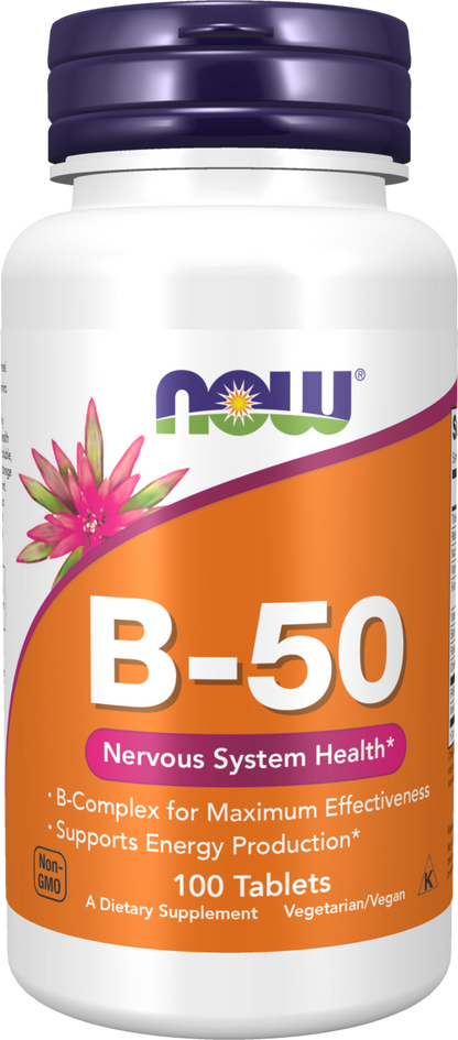 NOW Supplements, Vitamin B-50 mg, Nervous System Health*, 100 Tabs