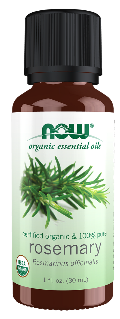 NOW Essential Oils, Organic Rosemary Oil, Steam Dist., Undiluted, 1 fl. oz