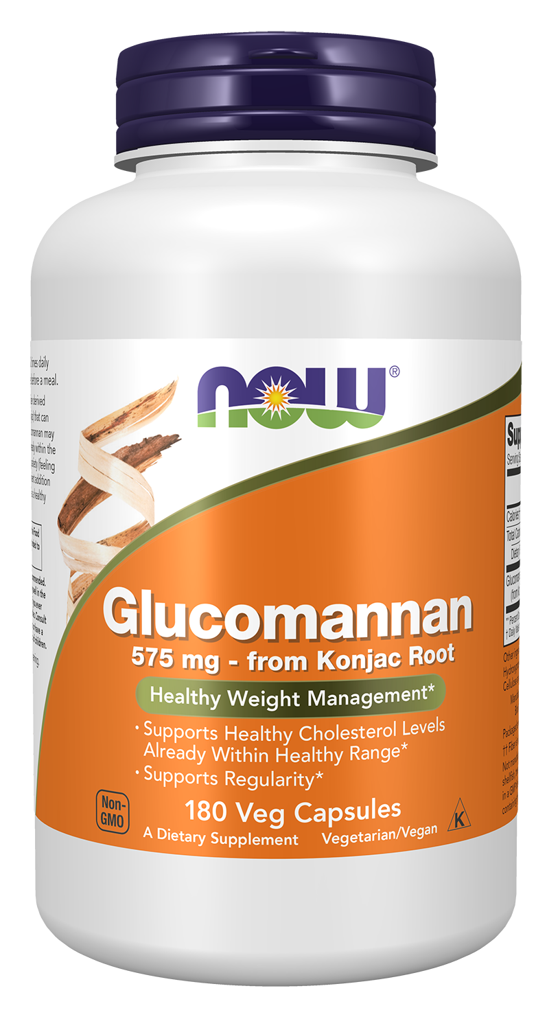 NOW Supplements, Glucomannan  575 mg, Supports Regularity*, 180 Veg Caps