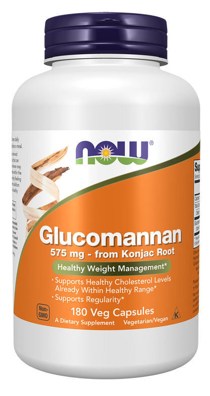 NOW Supplements, Glucomannan  575 mg, Supports Regularity*, 180 Veg Caps