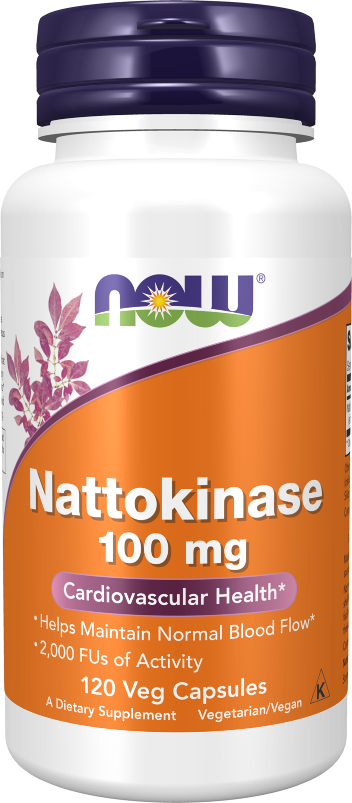NOW Supplements, Nattokinase 100 mg (from Non-GMO Soy) with 2,000 FUs of Activity, 120 Veg Capsules