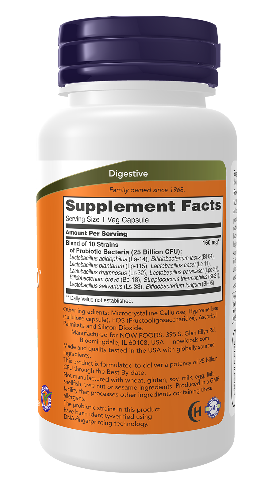 NOW Supplements, Probiotic-10™, 25 Billion, with 10 Strains, 100 Veg Caps