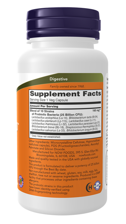 NOW Supplements, Probiotic-10™, 25 Billion, with 10 Strains, 100 Veg Caps