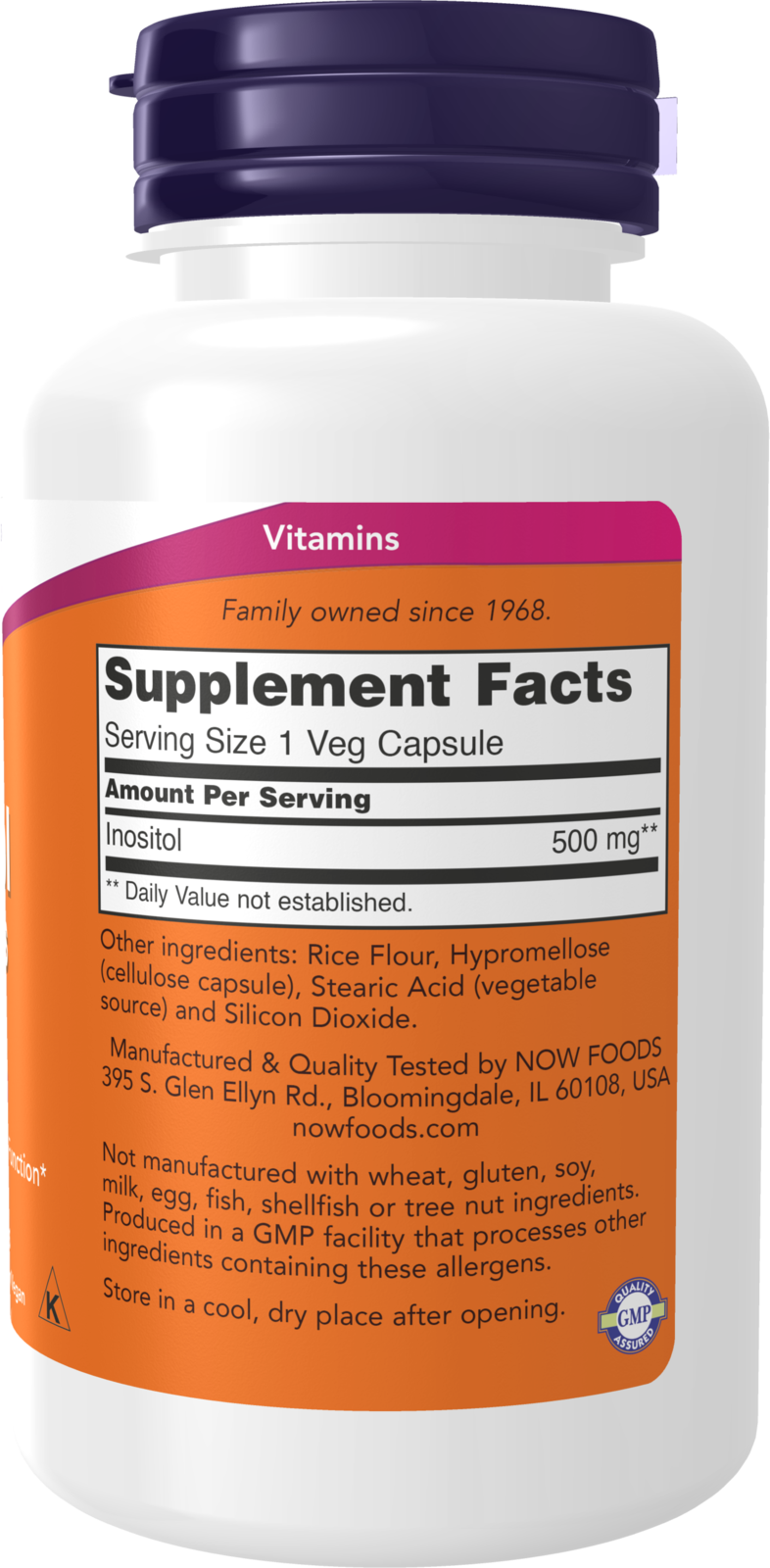 NOW Supplements, Inositol 500 mg, Cellular Health*, 100 Veg Caps
