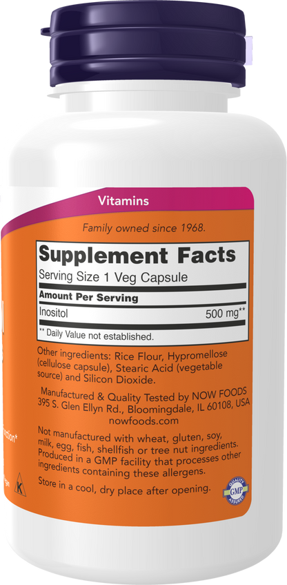 NOW Supplements, Inositol 500 mg, Cellular Health*, 100 Veg Caps