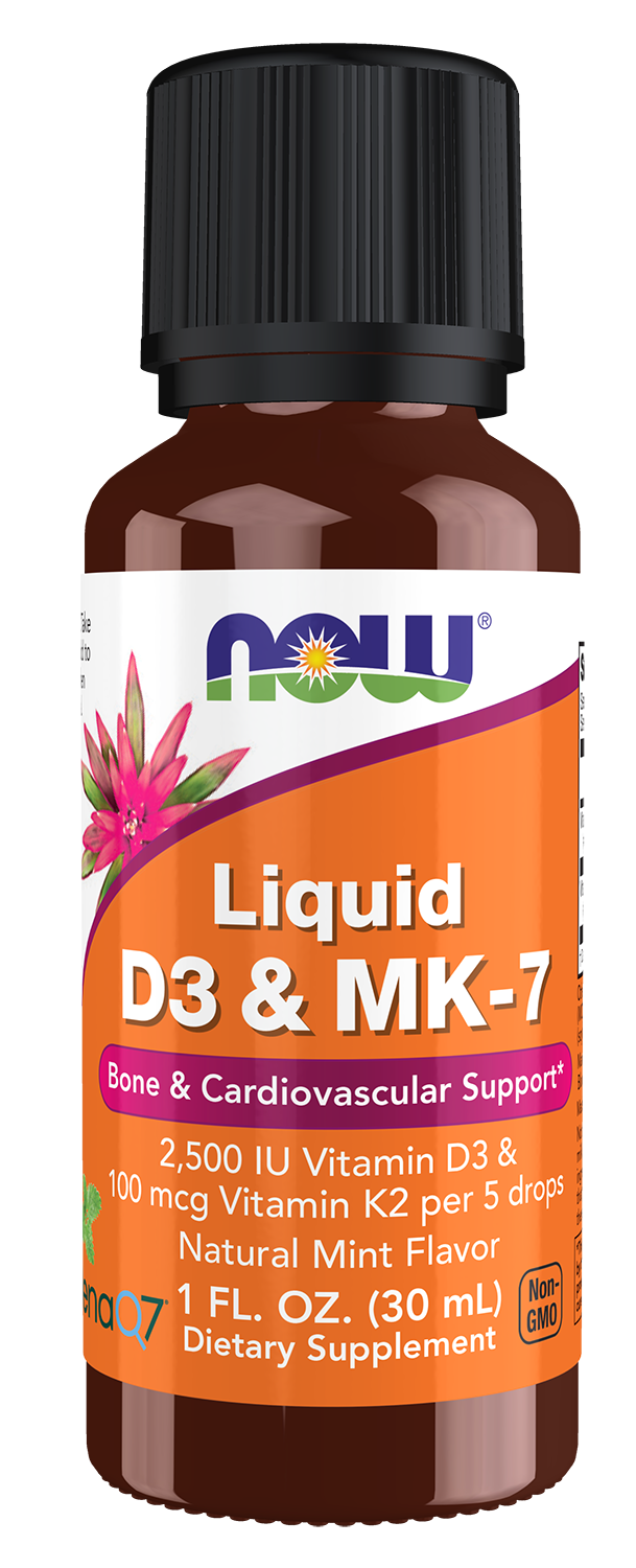 NOW Supplements, Liquid D-3 & MK-7, Mint Flavor, 1 oz
