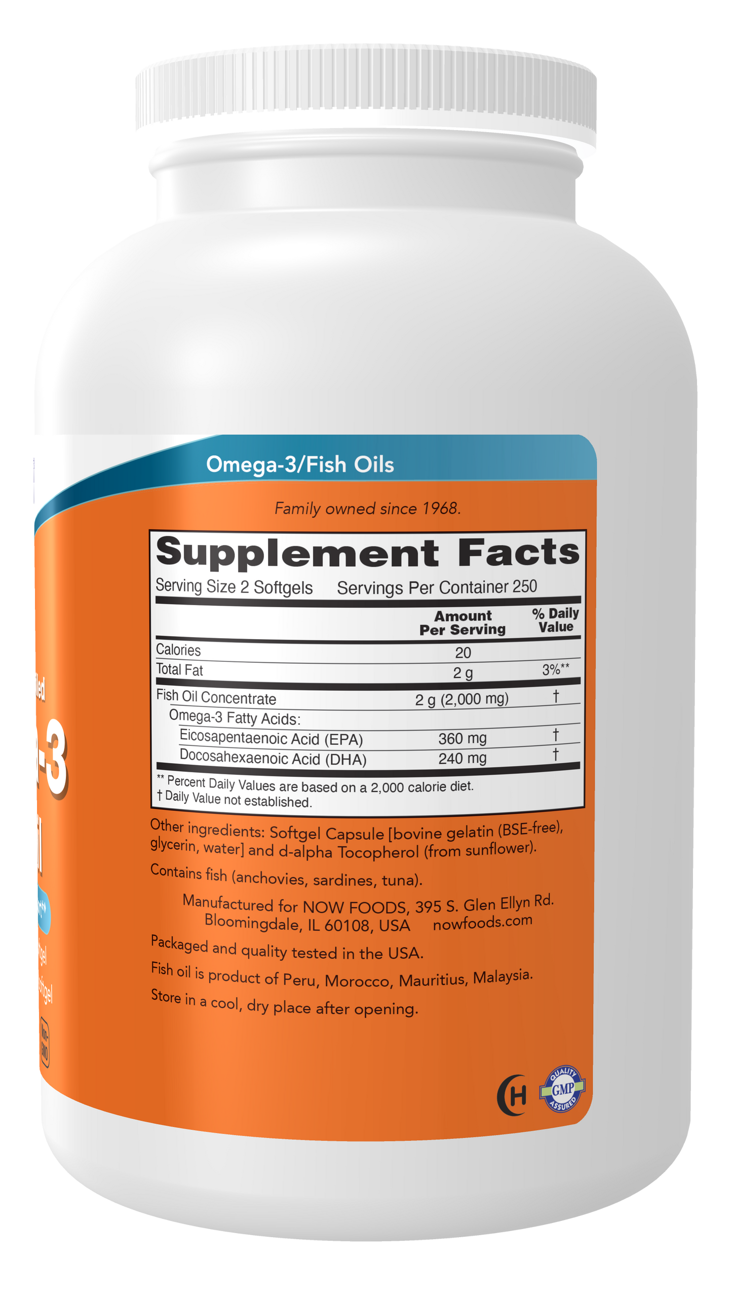 NOW Supplements, Omega-3, Molecularly Distilled, 500 Softgels