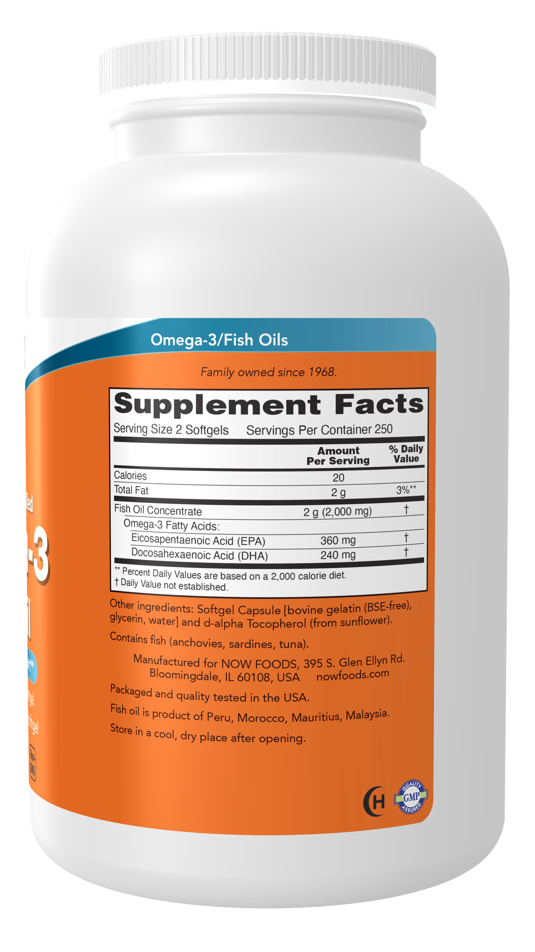 NOW Supplements, Omega-3, Molecularly Distilled, 500 Softgels