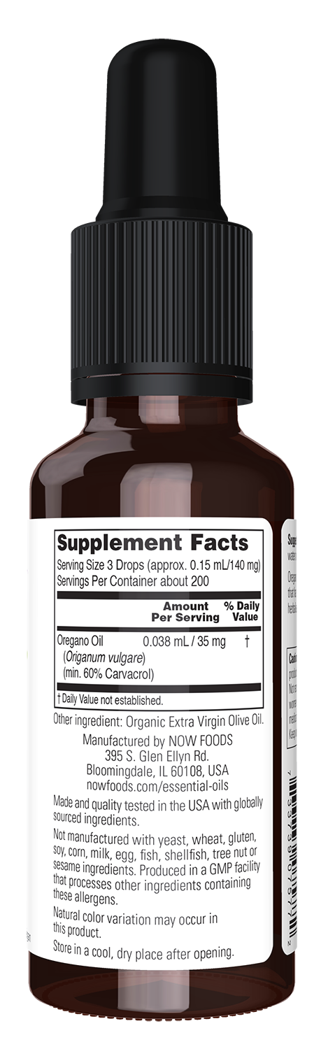 NOW Essential Oils, Oil of Oregano in Olive Oil, Diet. Supplement, 1 fl oz