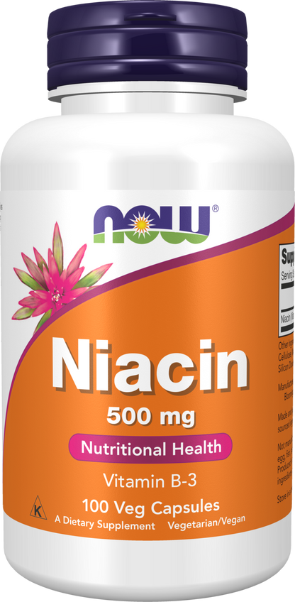 NOW Supplements, Niacin (Vitamin B-3) 500 mg, 100 Caps
