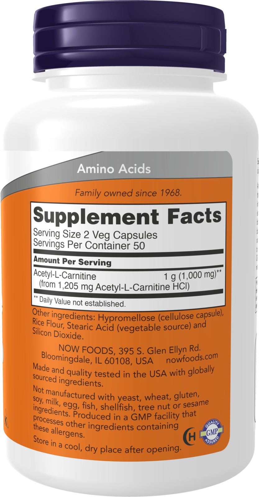 NOW Supplements, Acetyl-L Carnitine 500 mg, Brain Energy*, 100 Veg Caps