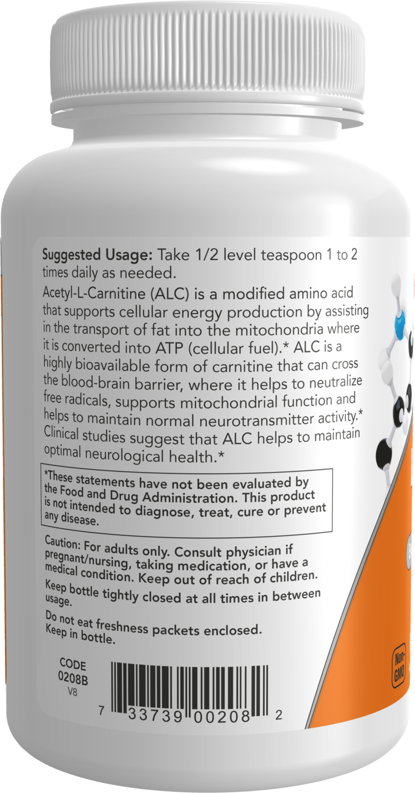 NOW Supplements, Acetyl-L-Carnitine Powder 1,240 mg, Brain Energy*, 3 oz