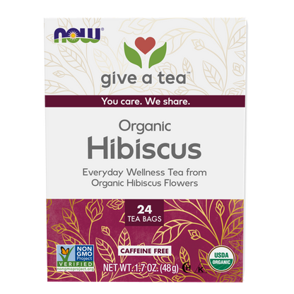 NOW Foods, Organic Hibiscus Tea, Caffeine-Free, 24-Count