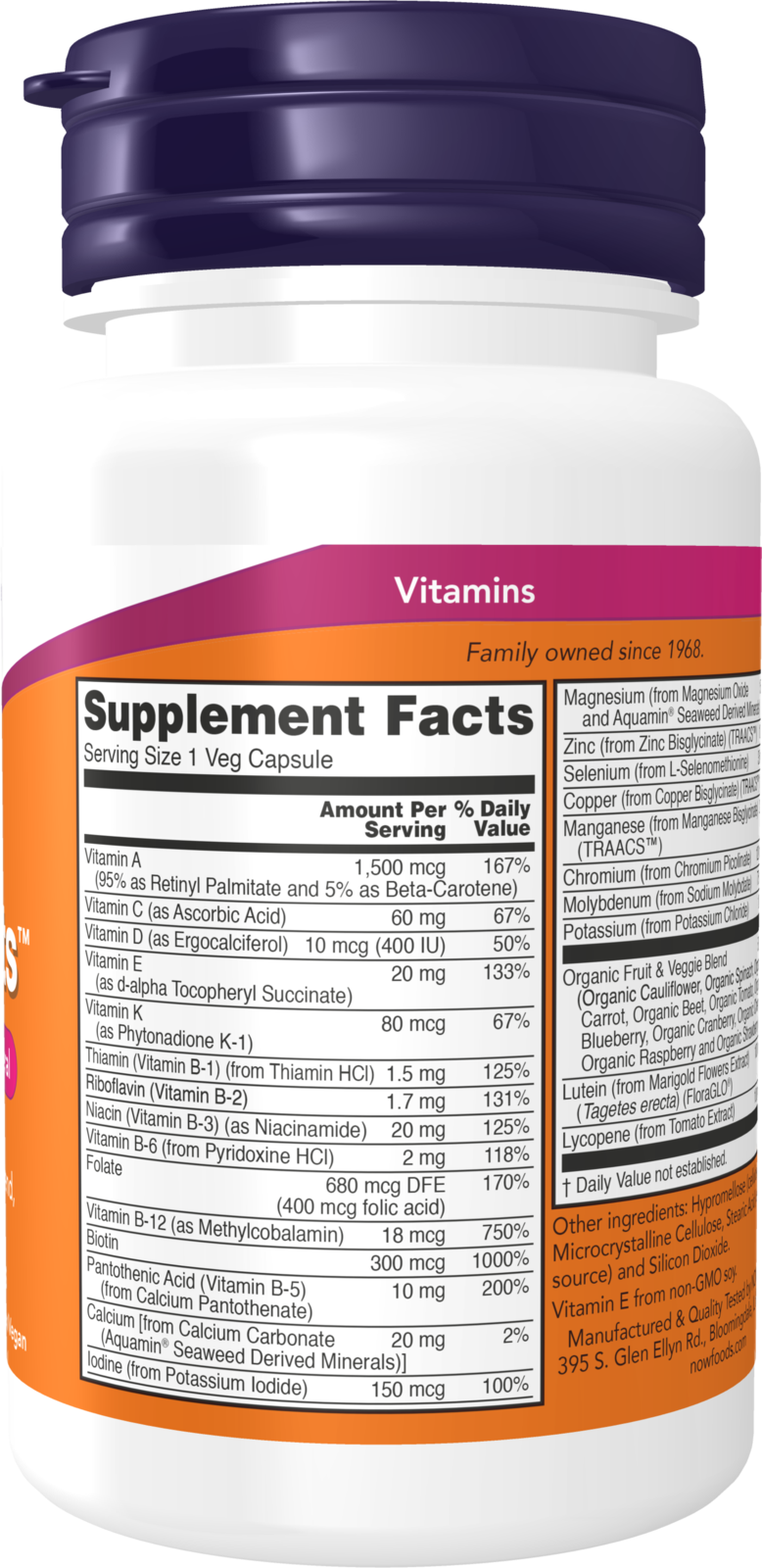 NOW Supplements, Daily Vits™, One Tablet Daily, 30 Veg Caps