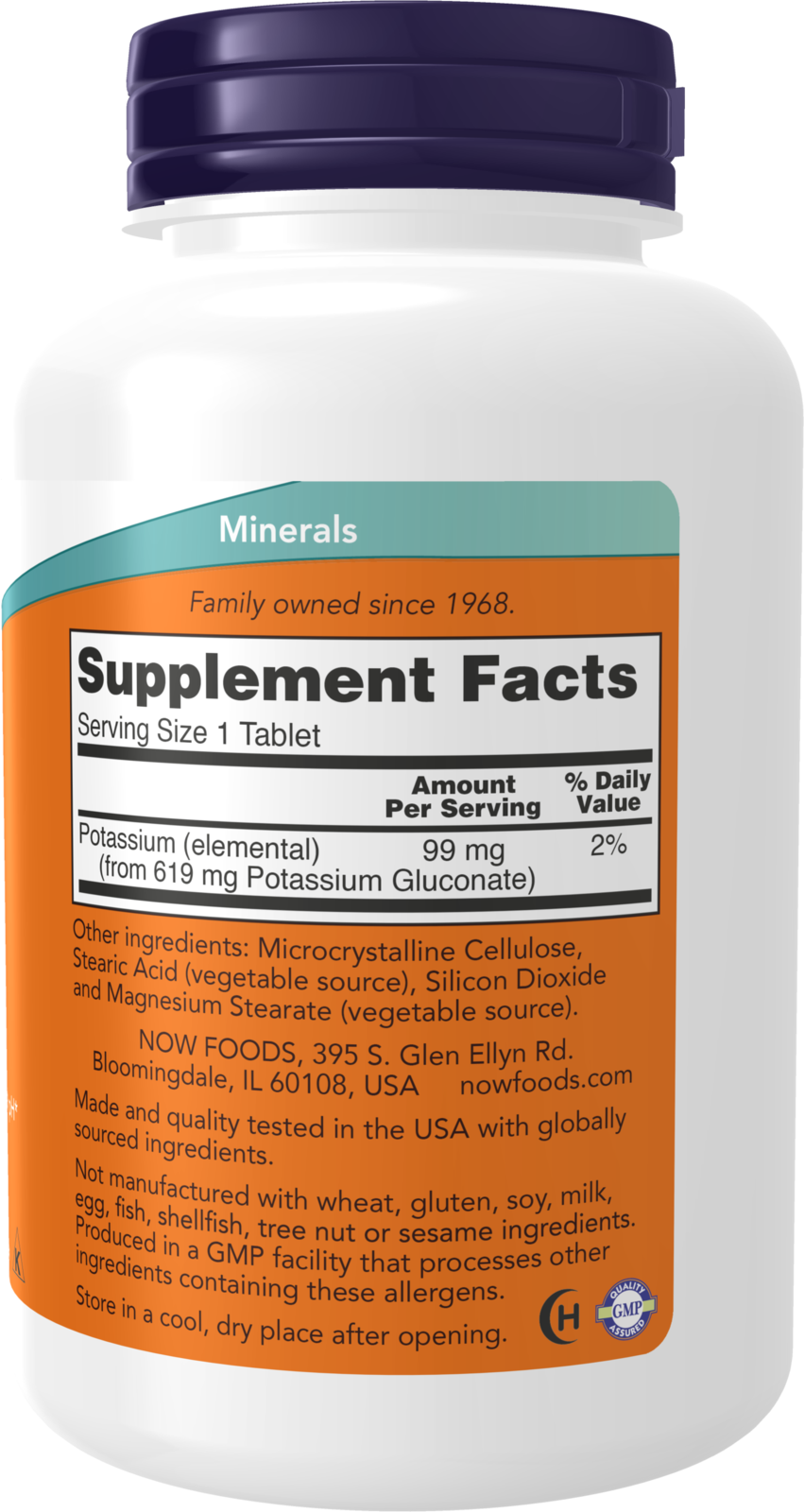 NOW Supplements, Potassium Gluconate 99mg, Easier to Swallow, 250 Tabs