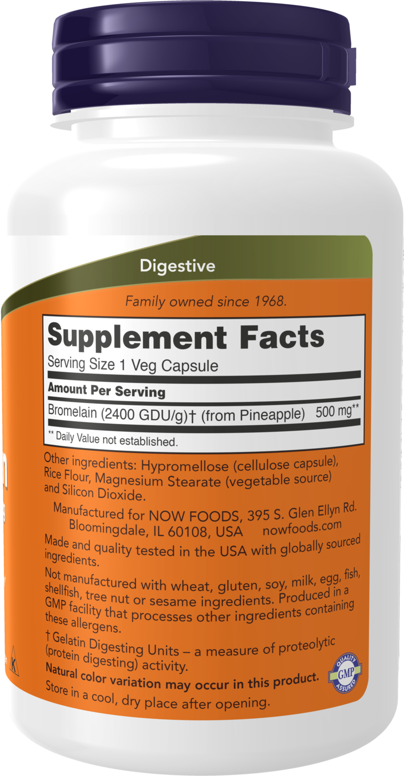 NOW Supplements, Bromelain 2,400 GDU/g - 500 mg, 120 Veg Caps