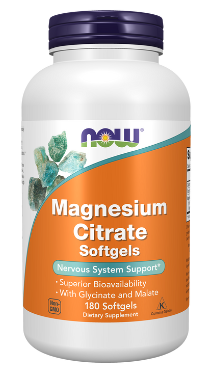 NOW Supplements, Magnesium Citrate, With Glycinate & Malate, 180 Softgels