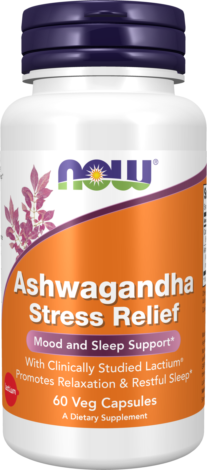 NOW Supplements, Ashwagandha Stress Relief, Lactium®, 60 Veg Caps