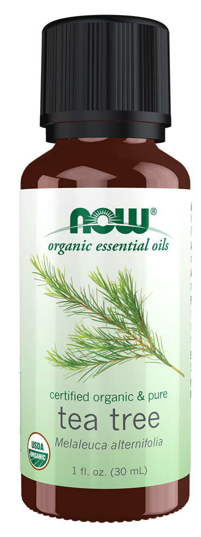 NOW Essential Oils, Organic Tea Tree Oil, Steam Dist., Undiluted, 1 fl. oz