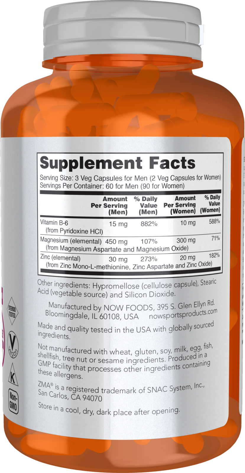 NOW Sports, ZMA, Enhanced Absorption, Sports Recovery*, 180 Veg Caps