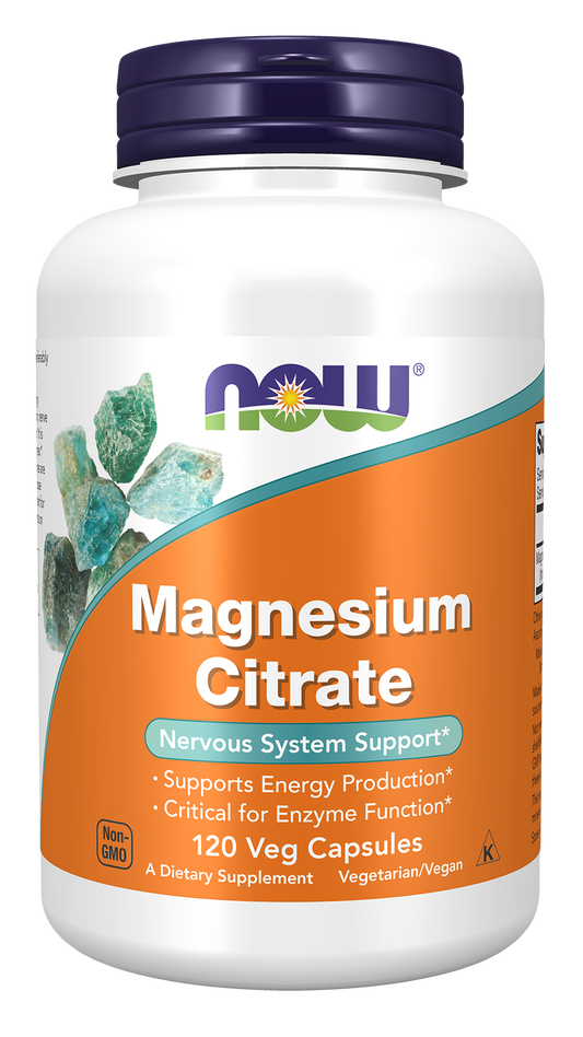 NOW Supplements, Magnesium Citrate, Enzyme Function*, 120 Veg Caps
