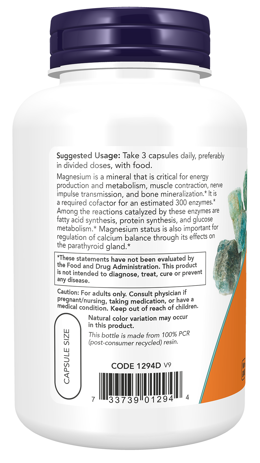 NOW Supplements, Magnesium Citrate, Enzyme Function*, 120 Veg Caps
