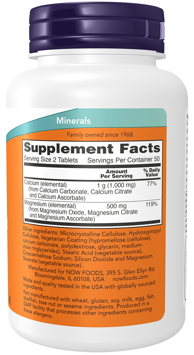 NOW Supplements, Calcium & Magnesium 2:1 Ratio, High Potency, 100 Tabs