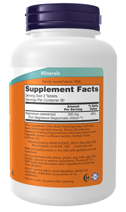 NOW Supplements, Magnesium Glycinate 100 mg, 180 Tabs
