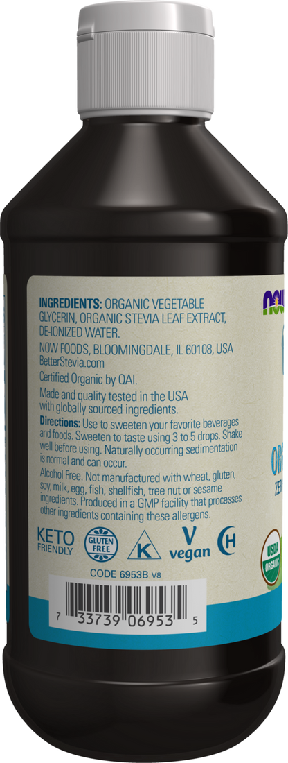 NOW  BetterStevia® Organic Glycerite Zero-Calorie Sweetener, 8 fl. oz.
