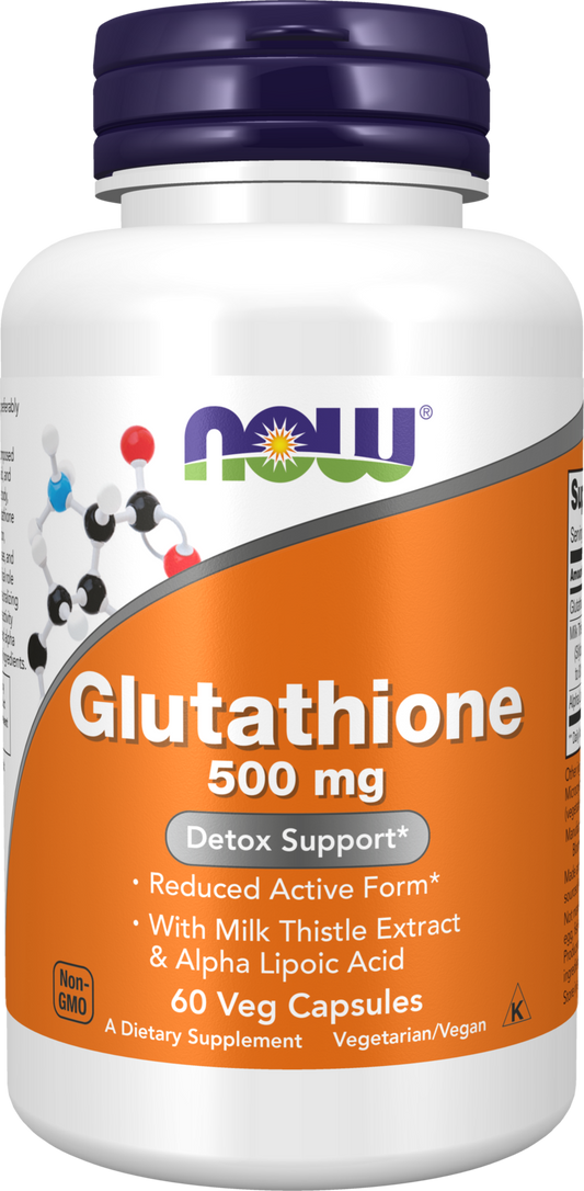 NOW Supplements, Glutathione 500 mg, Detoxification Support*, 60 Veg Caps