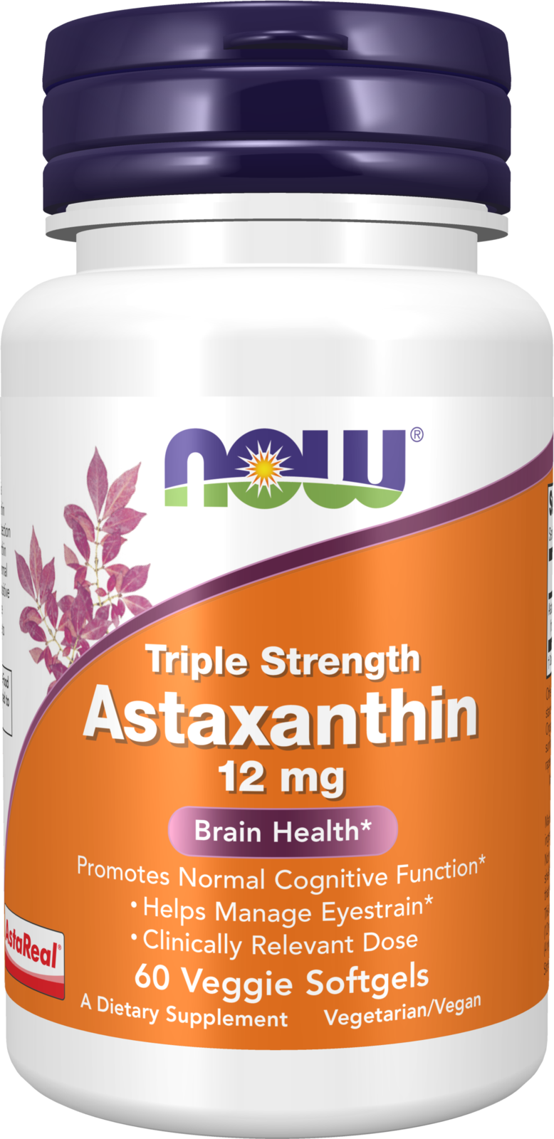 NOW Supplements, Triple Strength Astaxanthin 12 mg, 60 Veggie Softgels