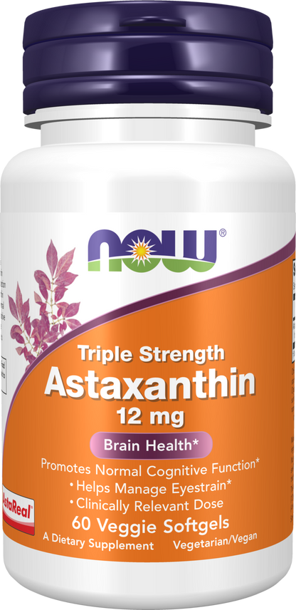 NOW Supplements, Triple Strength Astaxanthin 12 mg, 60 Veggie Softgels