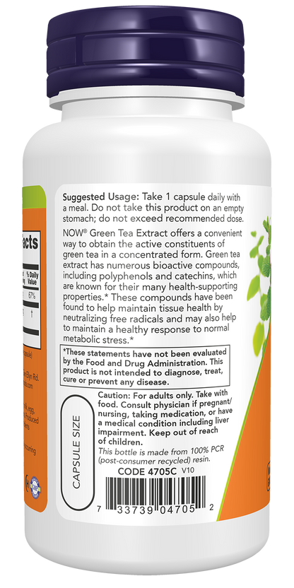 NOW Supplements, Green Tea Extract 400 mg with Vitamin C, 100 Veg Caps
