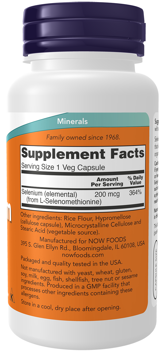 NOW Supplements, Selenium 200 mcg, Essential Mineral, 90 Veg Caps