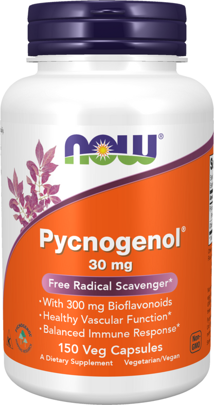 NOW Supplements, Pycnogenol 30 mg with 300 mg Bioflavonoids, 150 Veg Caps