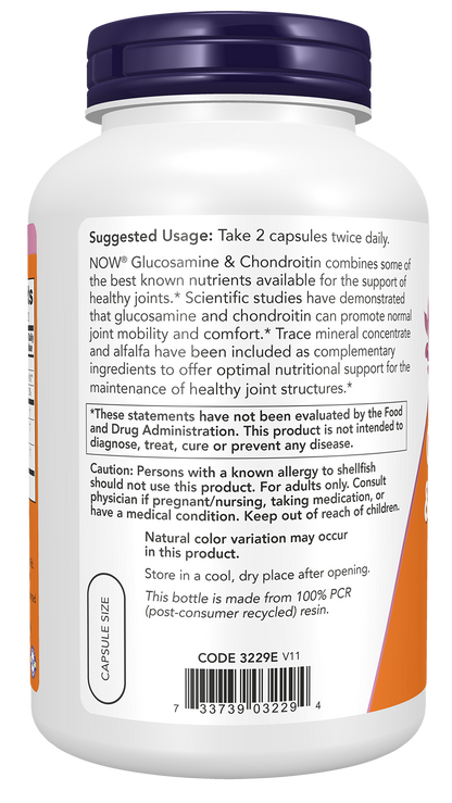 NOW Supplements, Glucosamine & Chondroitin with Alfalfa, 240 Caps
