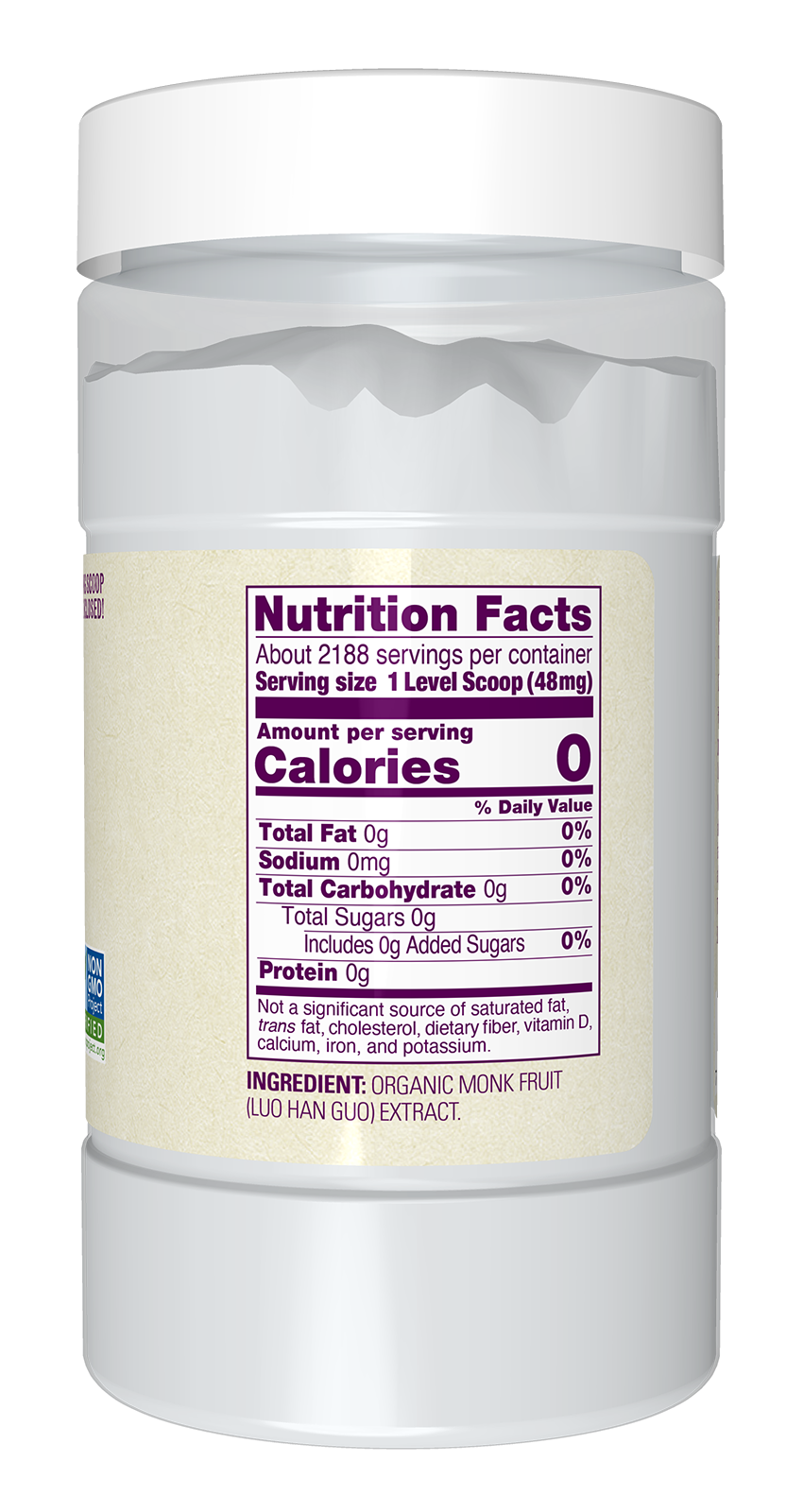NOW Foods, Organic Monk Fruit Extract Powder, Zero-Calorie, 3.7 oz