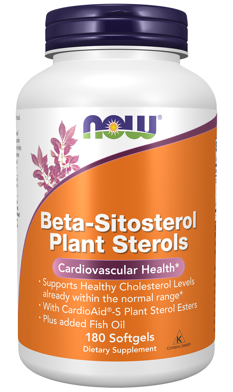 NOW Supplements, Beta-Sitosterol Plant Sterols CardioAid®-S, 180 Softgels