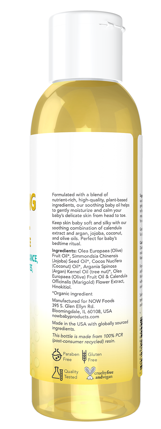 NOW Baby, Soothing Baby Oil, Fragrance Free, 4-Ounce