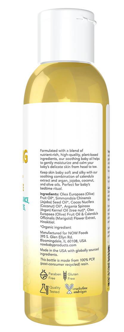 NOW Baby, Soothing Baby Oil, Fragrance Free, 4-Ounce