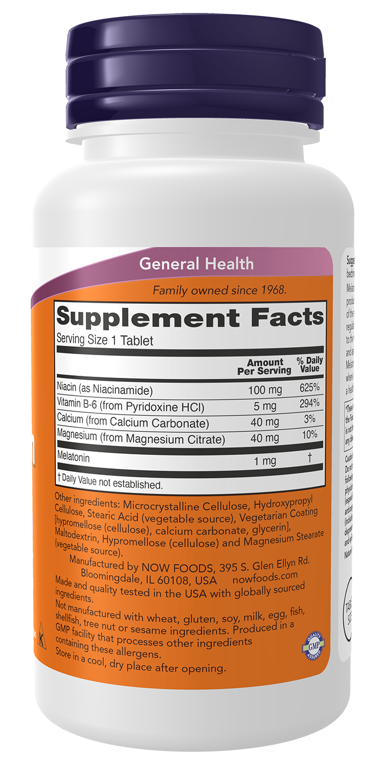 NOW Supplements, Melatonin 1 mg, Healthy Sleep Cycle*, 100 Tabs