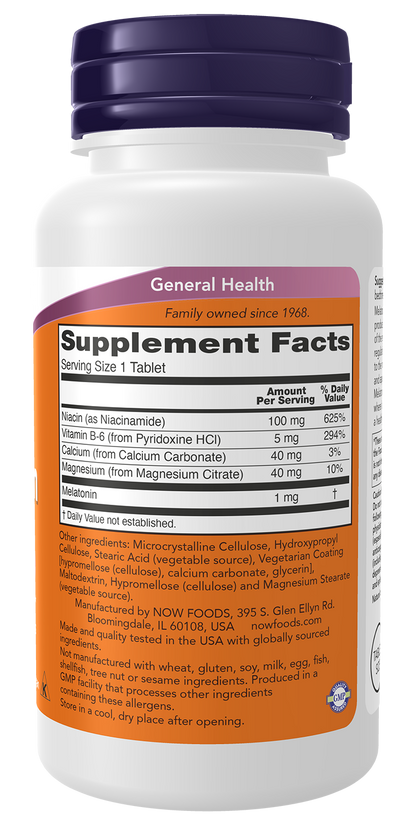NOW Supplements, Melatonin 1 mg, Healthy Sleep Cycle*, 100 Tabs