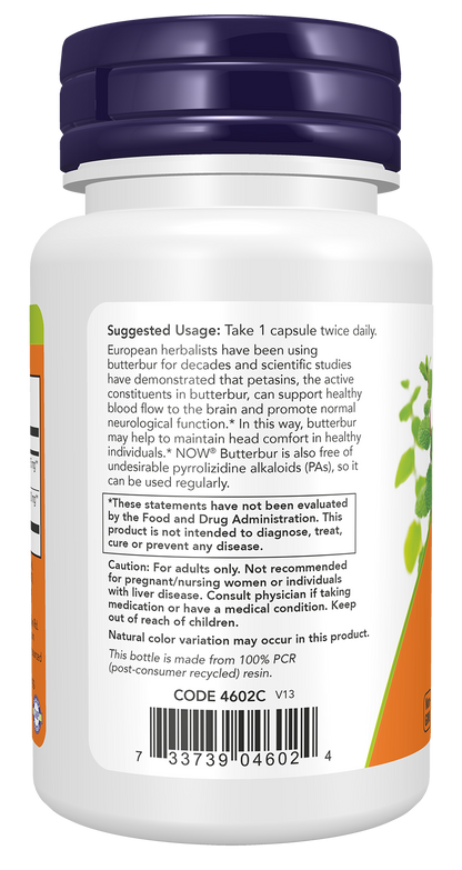 NOW Supplements, Butterbur with Feverfew, Neurological Support*, 60 Veg Cap