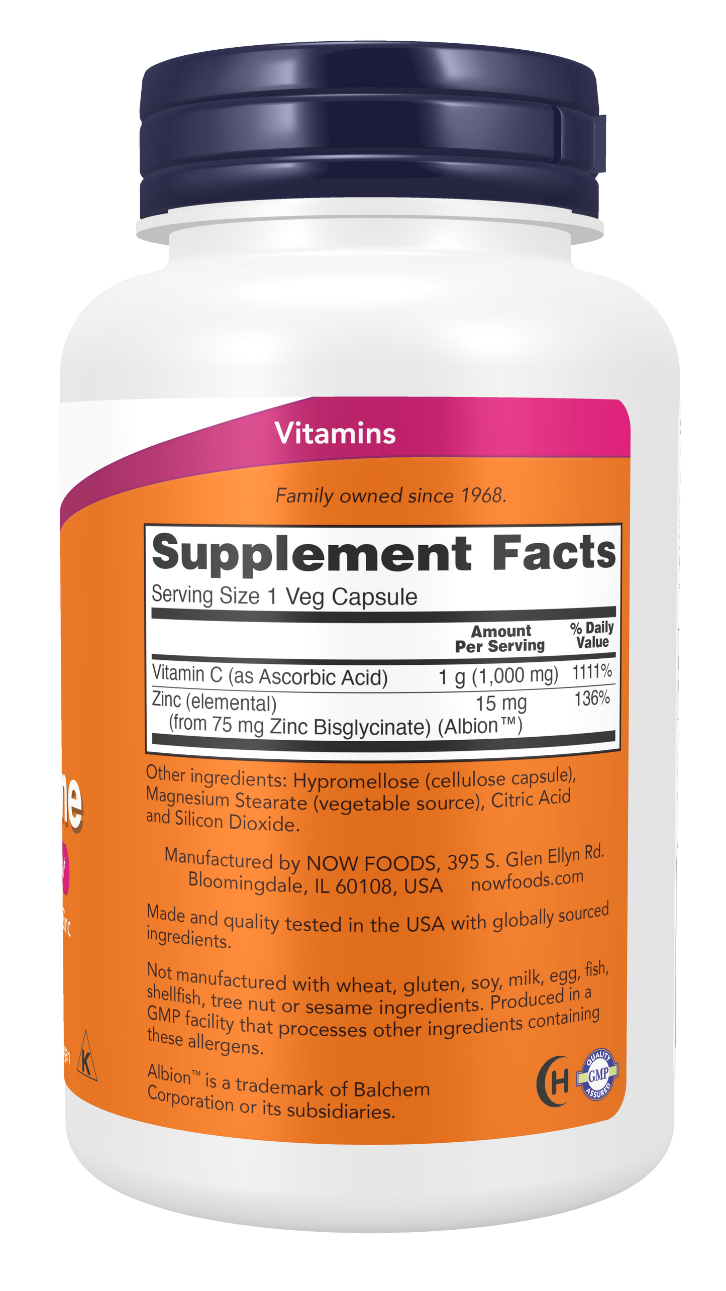 NOW Supplements, C-1000 & Zinc Immune, Seasonal Formula*, 90 Veg Caps