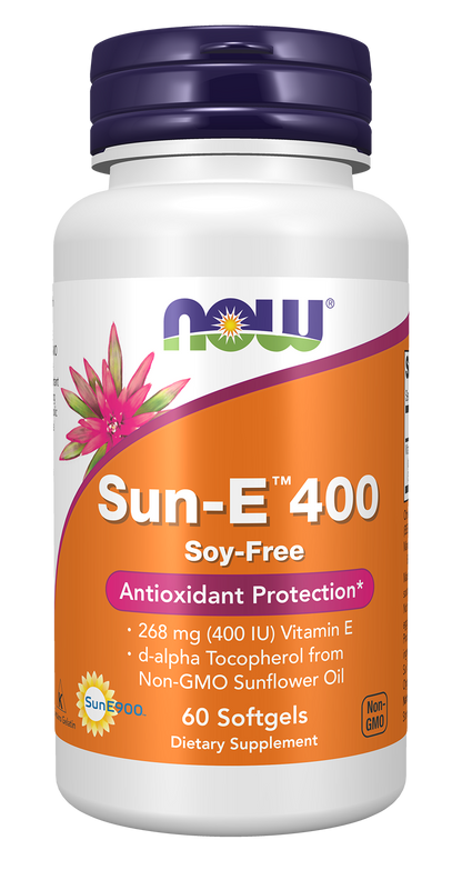 NOW Supplements, Sun-E™ 400 IU with d-alpha Tocopherol, 60 Softgels